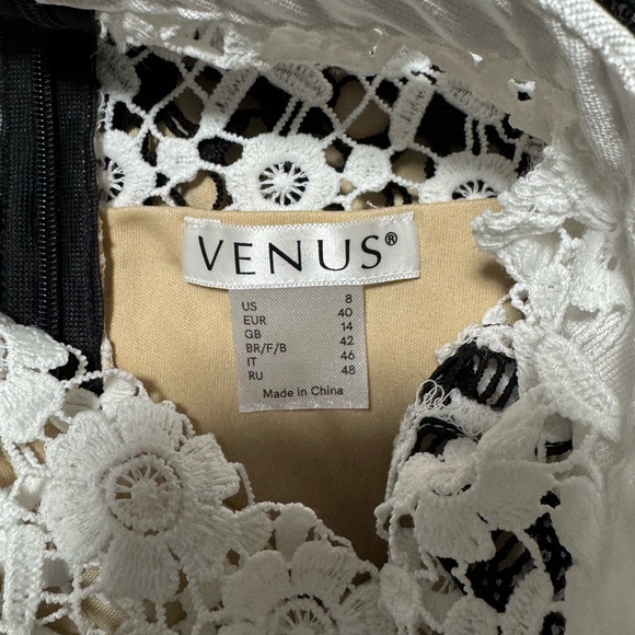 VENUS Womenβs Cut out Tweed dress 8 floral embroidered elegant midi long sleeve - Picture 7 of 16